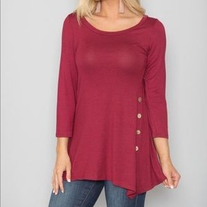 Burgundy quarter sleeves with buttons